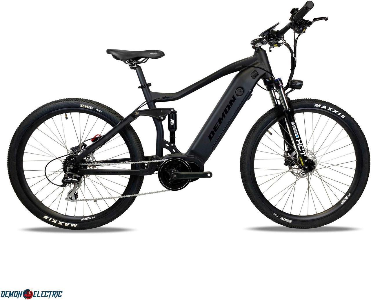 Demon Electric Outlaw 350W 27.5" Mountain Electric Bike, 48V E-Bike Mid Motor, 50-60km Range, TEKTRO Hydraulic E-Bike Brakes, Front & Rear Gas Suspension, SHIMANO 8 Speed Gear