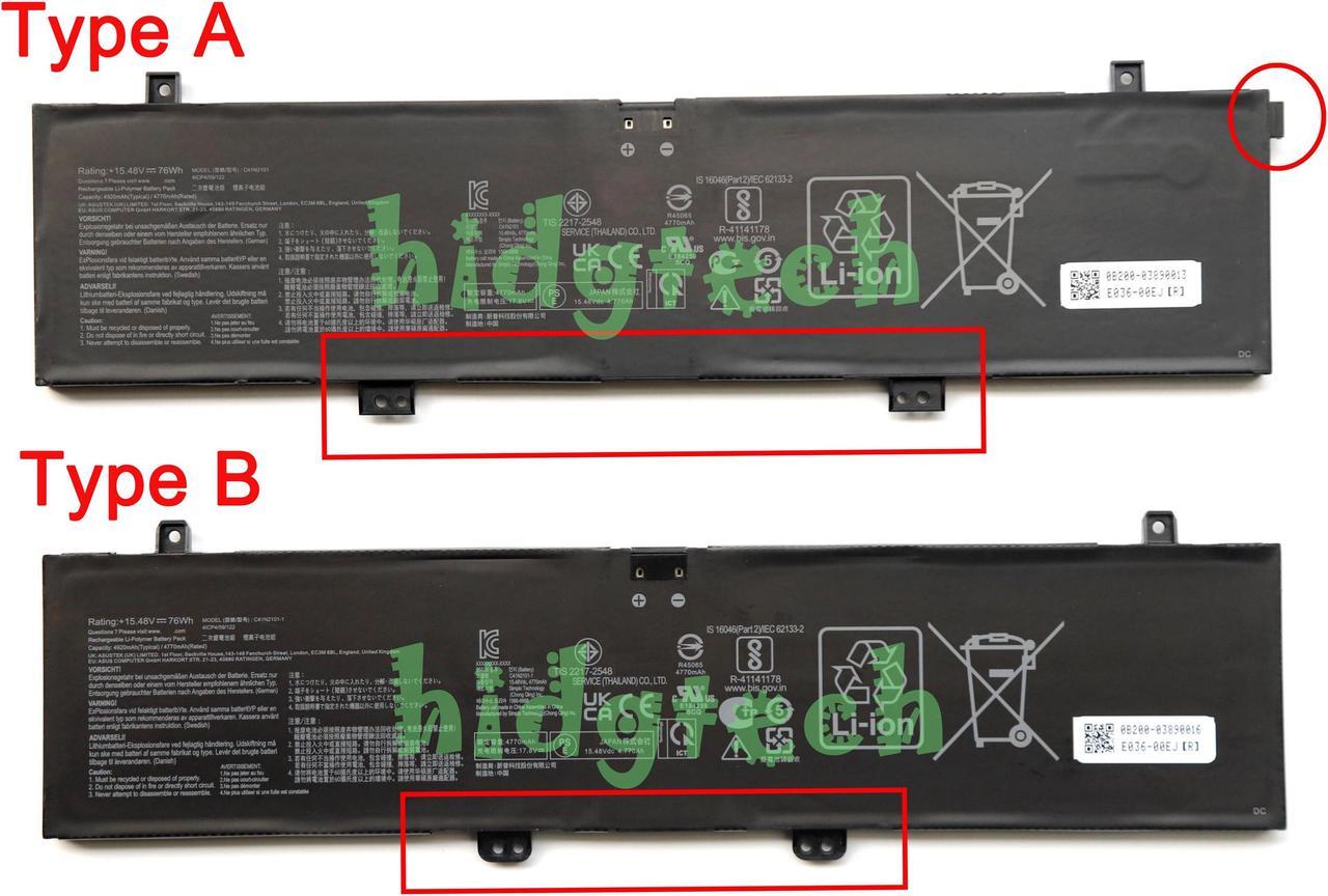 NEW Genuine C41N2101 C41N2101-1 Battery for ASUS ROG Zephyrus G14 FX517 GA402 K6501 M6501 TUF517 UM6702 UX6404 UX8402 Series 41CP4/59-122, 0B200-04110100,0B200-04110000 Type B