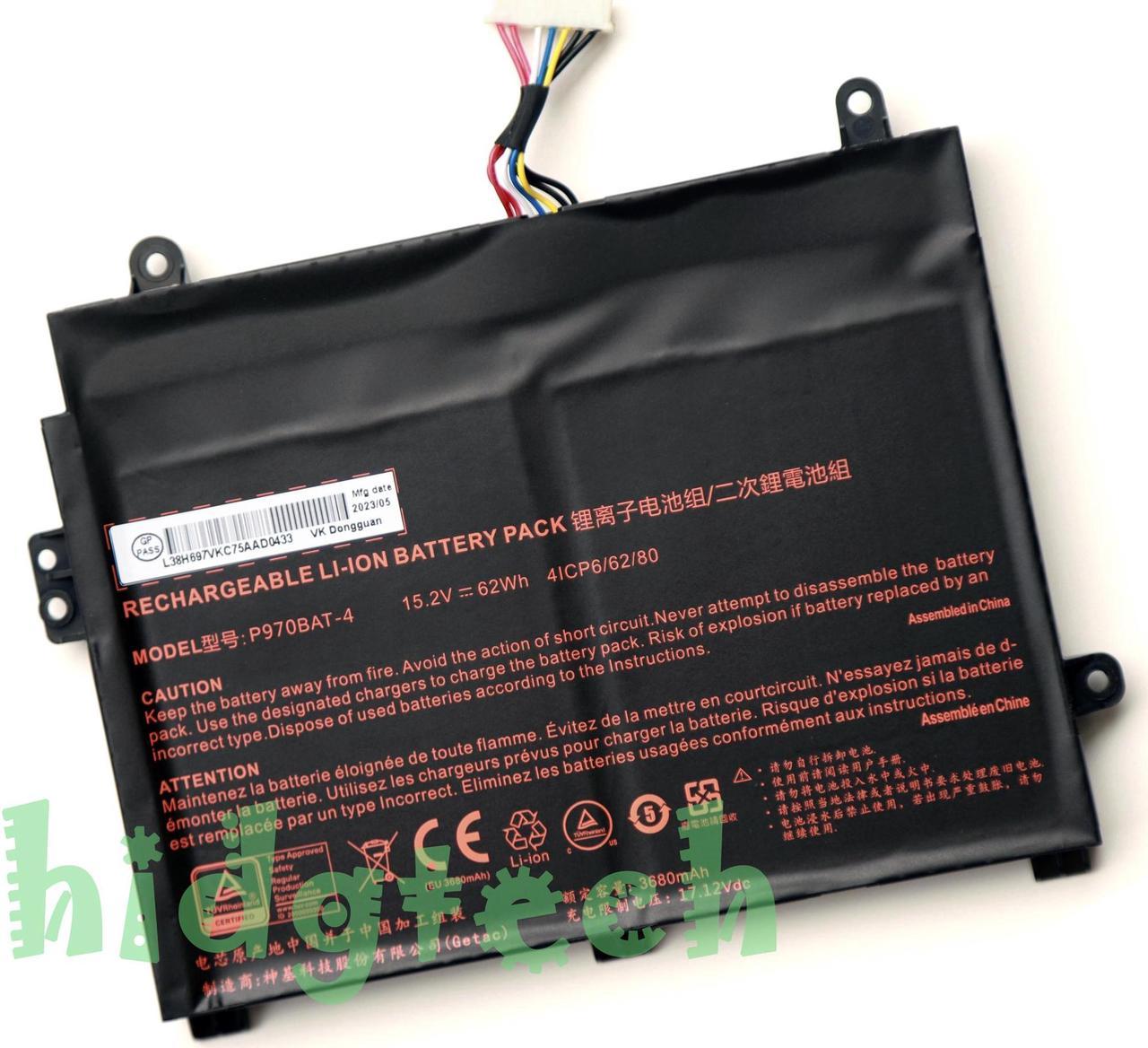 New Genuine P970BAT-4 Battery for CLEVO P960 P960EN-K Erazer X17801 NP8955 NP8967 SCHENKER Key 16 MIFCOM SG6 i7 RTX 2060(P960RD), SG6 i7 RTX 2070 SSD(P960RF) 4IPC6/62/80