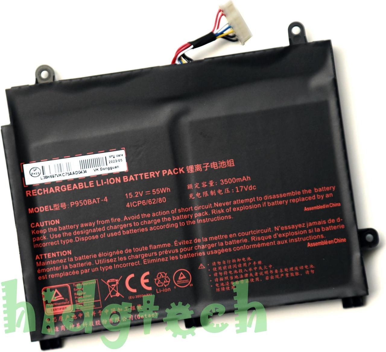 New Genuine P950BAT-4 6-87-P950S-51E00 Battery for Clevo P950HP P957HR P950HR NP8955Technologies Key 15 TERRANS FORCE T1000 T800