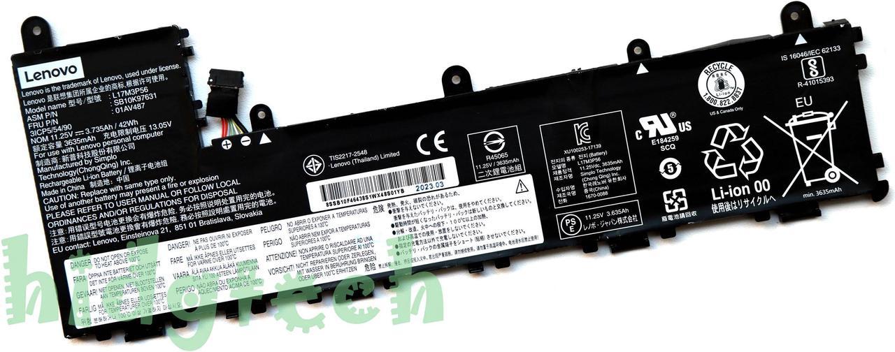 NEW Genuine L17L3P54 L17M3P56 L17L3P56 01AV486 01AV487 Battery for ThinkPad Yoga 11e 5th Gen Series 31CP5/54/90