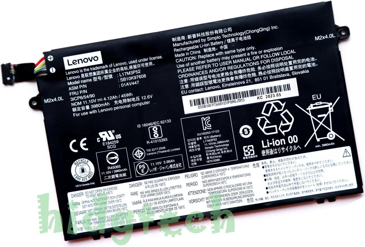 New Genuine L17L3P51 L17M3P51 L17M3P52 L17C3P51 01AV445 01AV446 01AV447 01AV448 Battery for ThinkPad E480 E490 E485 E580 E590 Series 31CP6/54/90