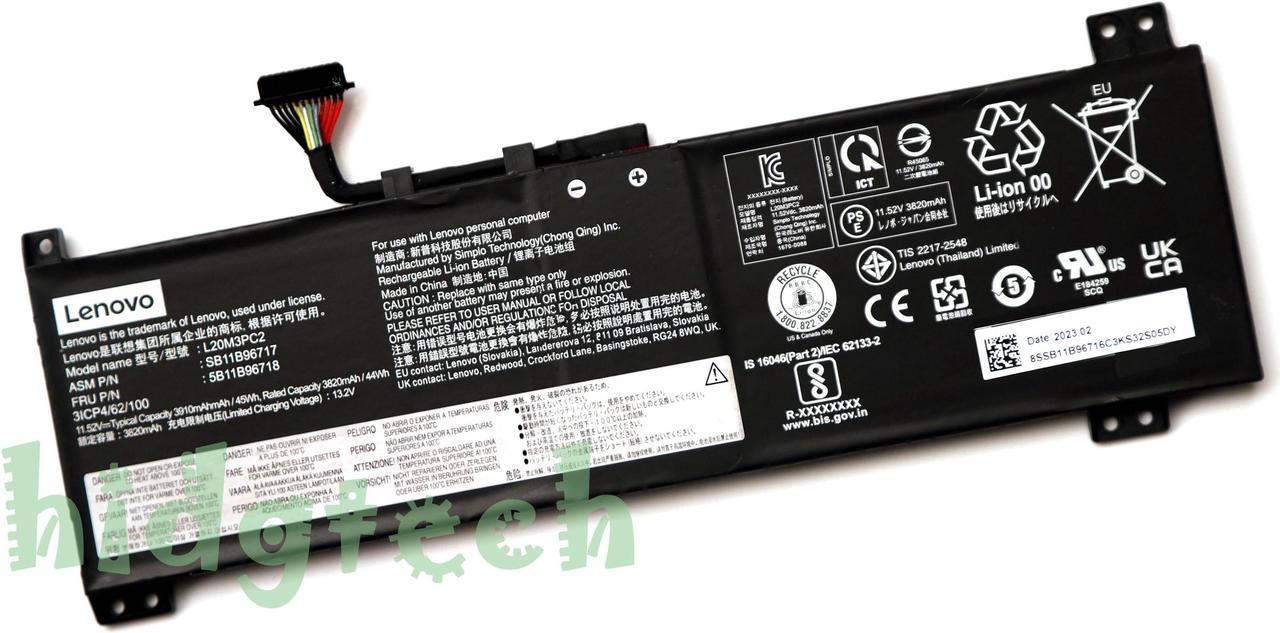 NEW Genuine L20C3PC2 L20M3PC2 L20D3PC2 L20L3PC2 Battery for Lenovo IdeaPad Gaming 3i 3-15ACH6 3-15IHU6 Series SSB10X55571, SB11B96717, SSB11B96720