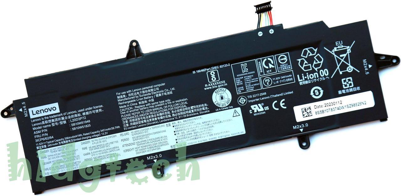 New Genuine L20C3P72 L20D3P72 L20M3P72 Battery for Lenovo ThinkPad X13 Gen 2 Series SB10W51960 SB10W51948 SB10W51825 31CP6/62/64