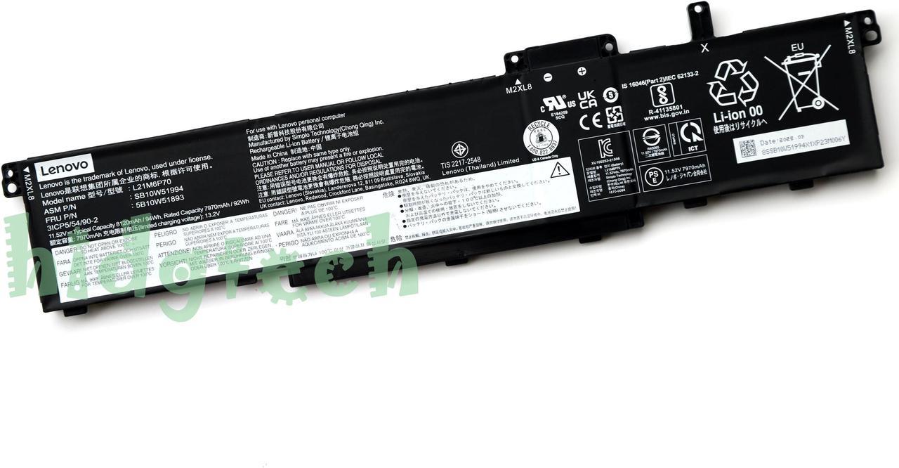 New Genuine  L21C6P70, L21D6P70, L21L6P70, L21M6P70 Battery for Lenovo ThinkPad P16 Gen 1 2022 Series SB10W51994, SB10W51995, SB10W51894 
5B10W51893, 5B10W51894, 3ICP5/55/90-2