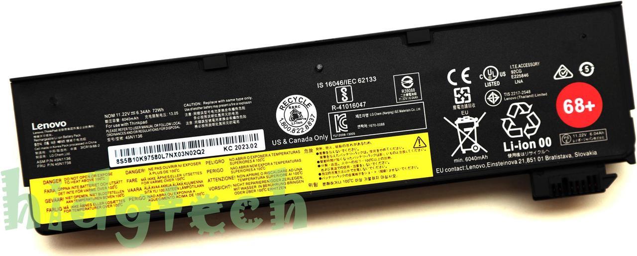 72Wh 68+ 45N1136 45N1738 New Battery for ThinkPad X240 X250 T450 T440 T440s Series (DOES NOT FIT FOR ThinkPad T460s, T470, T470s)