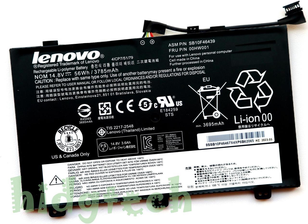 New Genuine 00HW000 00HW001 SB10F46439 Battery for Lenovo ThinkPad S3 Yoga 14  Series 20DM 20DN 4ICP7/51/79