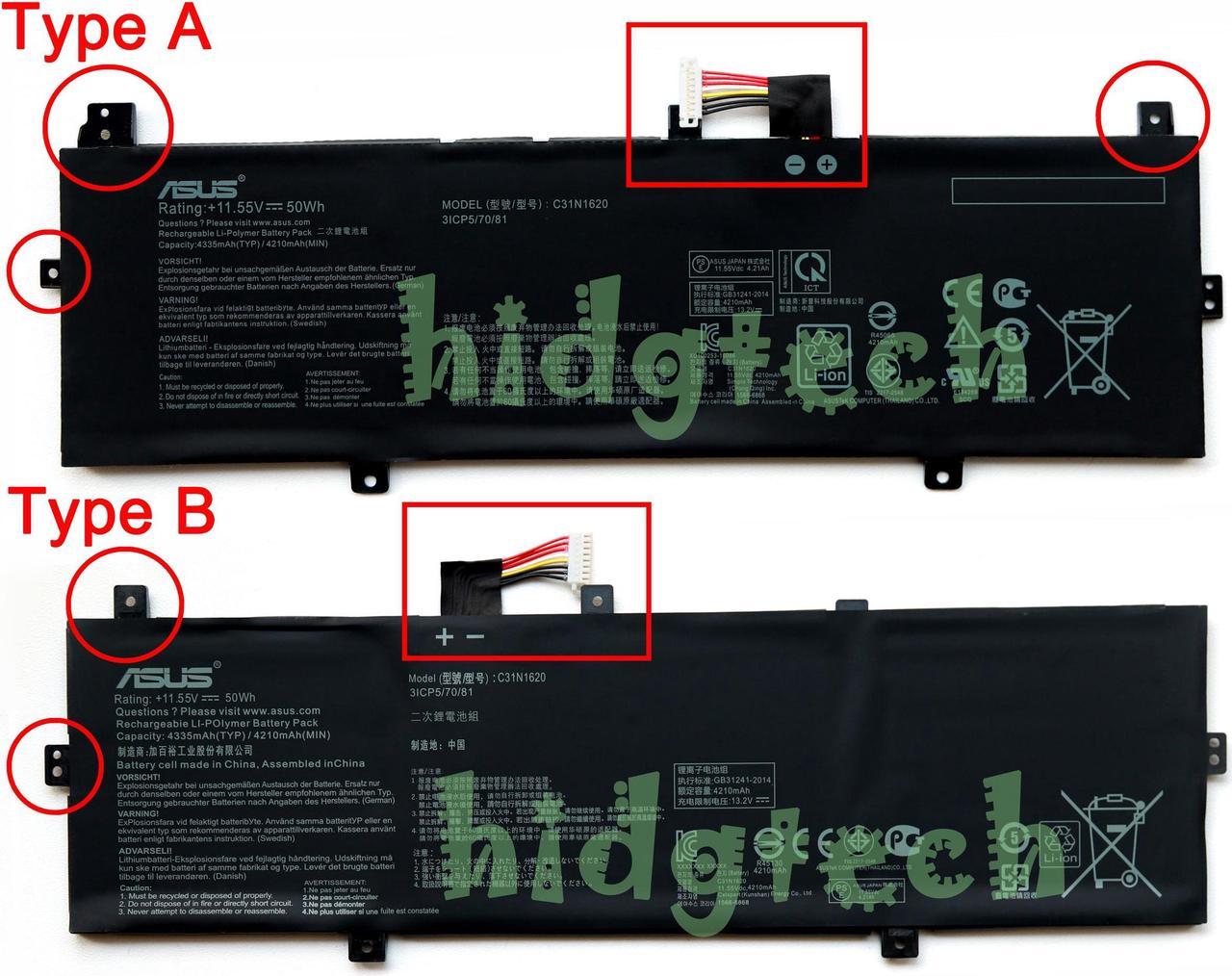 New Genuine C31N1620 Battery for ZenBook UX430 UX430UA UX430UN UX430UNR UX430UQ U4100UQ Pro PU404 PU404UF U4100U Series Type B