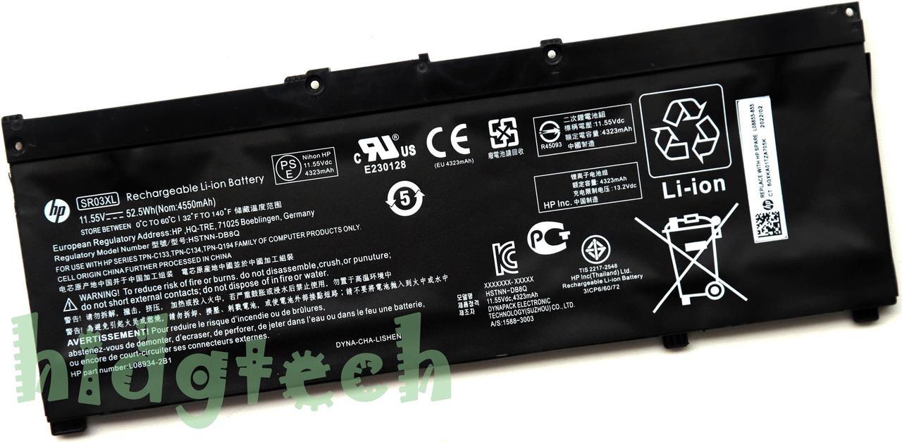 New Genuine SR03XL Battery For Pavilion Gaming 15-CX 15-cx0000 15-CX 15-CX0058WM  15-CX 15-cx0020nr Series L08855-855 HSTNN-IB8L HSTNN-DB8Q