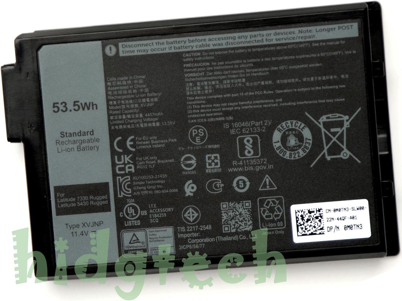 New Genuine XVJNP 53.5Wh Laptop Battery for Latitude 7330 5430 Rugged Series 31CP6/56/77