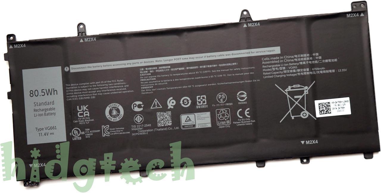 New Genuine VG661 Laptop Battery for Alienware X14 R1 R2 Series 0V4N84 0GD3C9 31CP5/46/95-2