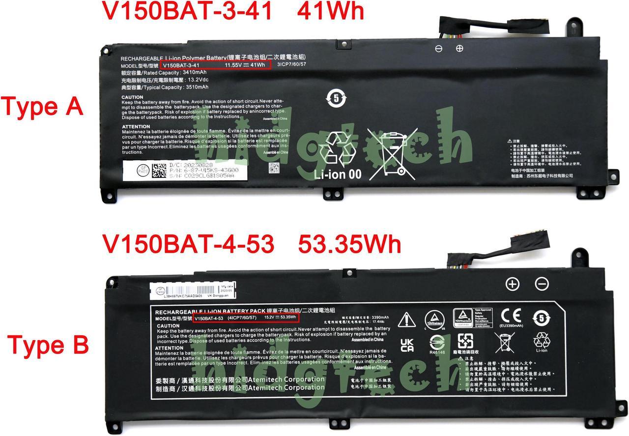 New Genuine V150BAT-3-41 V150BAT-4-53 Battery For Hasee Z7 Z7T Z8 G8 DA5 DA7NP DA7NS DA7NT CV15S02 Series 31CP7/60/57 41CP7/60/57