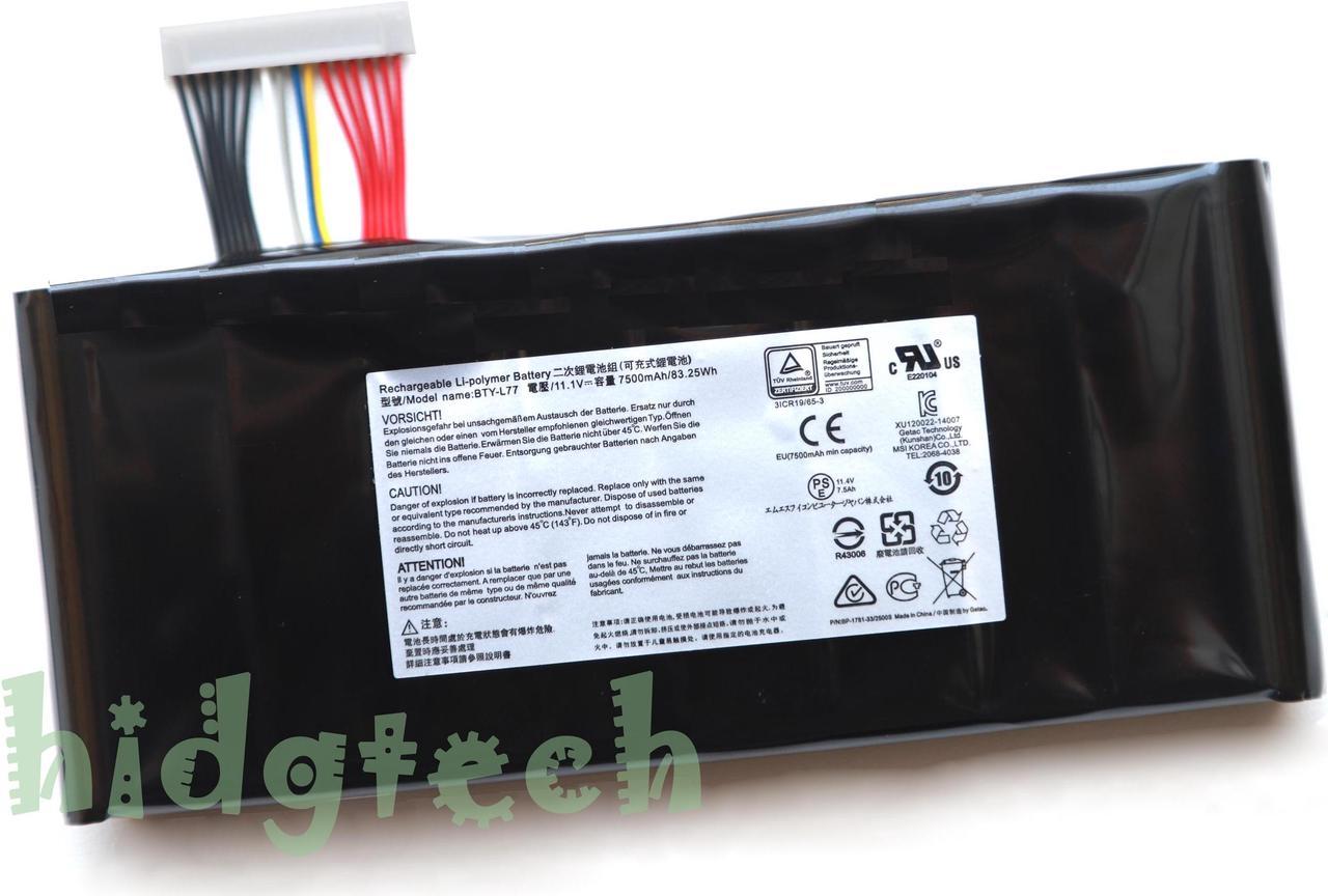 New Genuine BTY-L77 Battery for GT72 GT72VR 2QD 2QE 6QD GT72S 6QF 6QE GT80 GT80S WT72  MS-1783 MS-1784 Series 31CR19/65-3