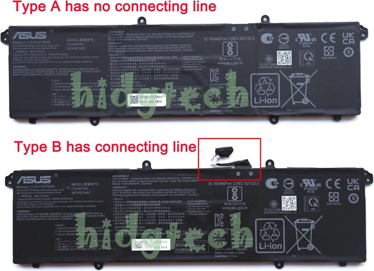 New Genuine C31N2105 Battery for Vivobook M3402QA K3402ZA M3402RA M5402RA / Vivobook S 14X S5402Z / Twin 15 K3502Z K3402Z S5600F S4600F Series 0B200-04140000, 31CP6/70/81