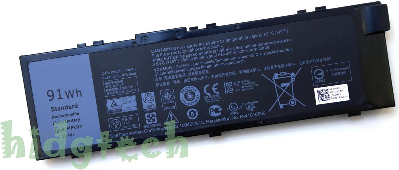 91Wh New Genuine MFKVP Battery For Precision 15 7510 7520 17 7710 7720 M7510 M7710 Series 31CP7/60/64-2