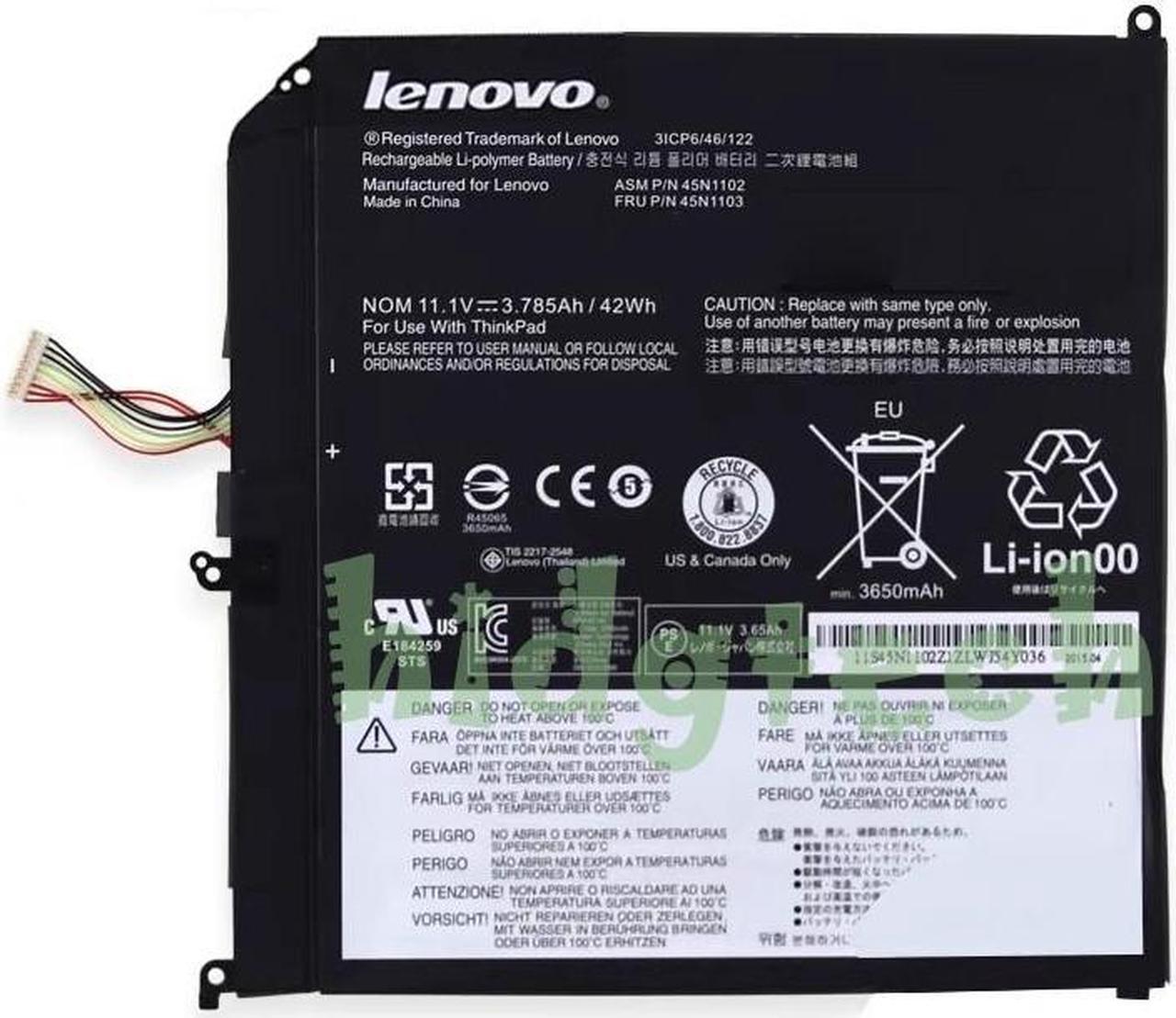 New Genuine 45N1102 45N1103 Tablet Battery for ThinkPad Helix X1 MT3697 3ICP6/46/122