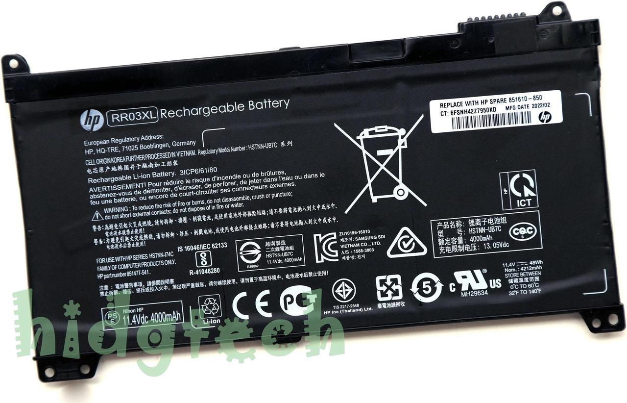 New Genuine RR03XL Battery for HPProBook 430 440 450 455 470 G4 G5 Series 851477-541 851610-850 HSTNN-UB7C