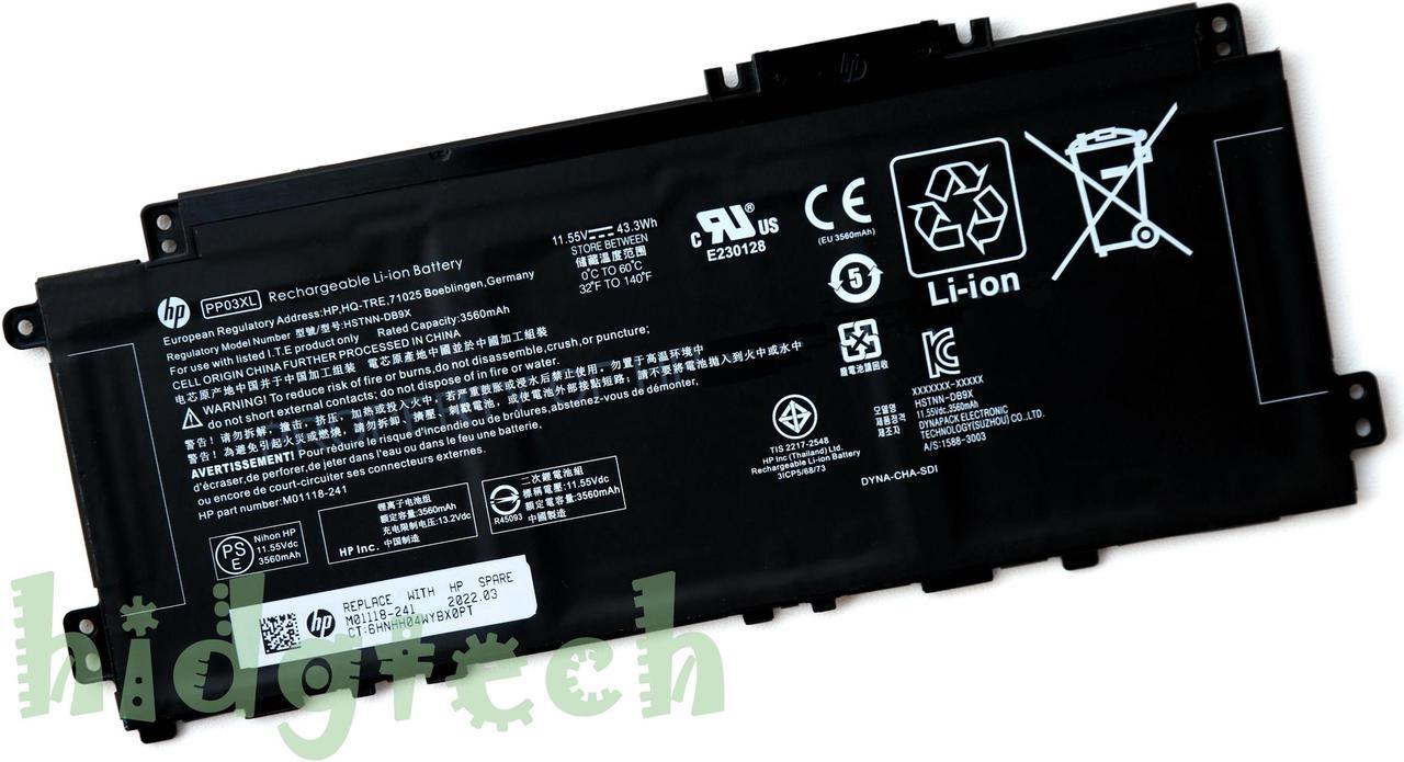 New Genuine PP03XL PV03XL Battery for HPPavilion 13 14 x360 13-BB 14-DV 14-DK 15-EH Series HSTNN-DB9X HSTNN-LB8S L83393-005 L83393-006 L83388-421