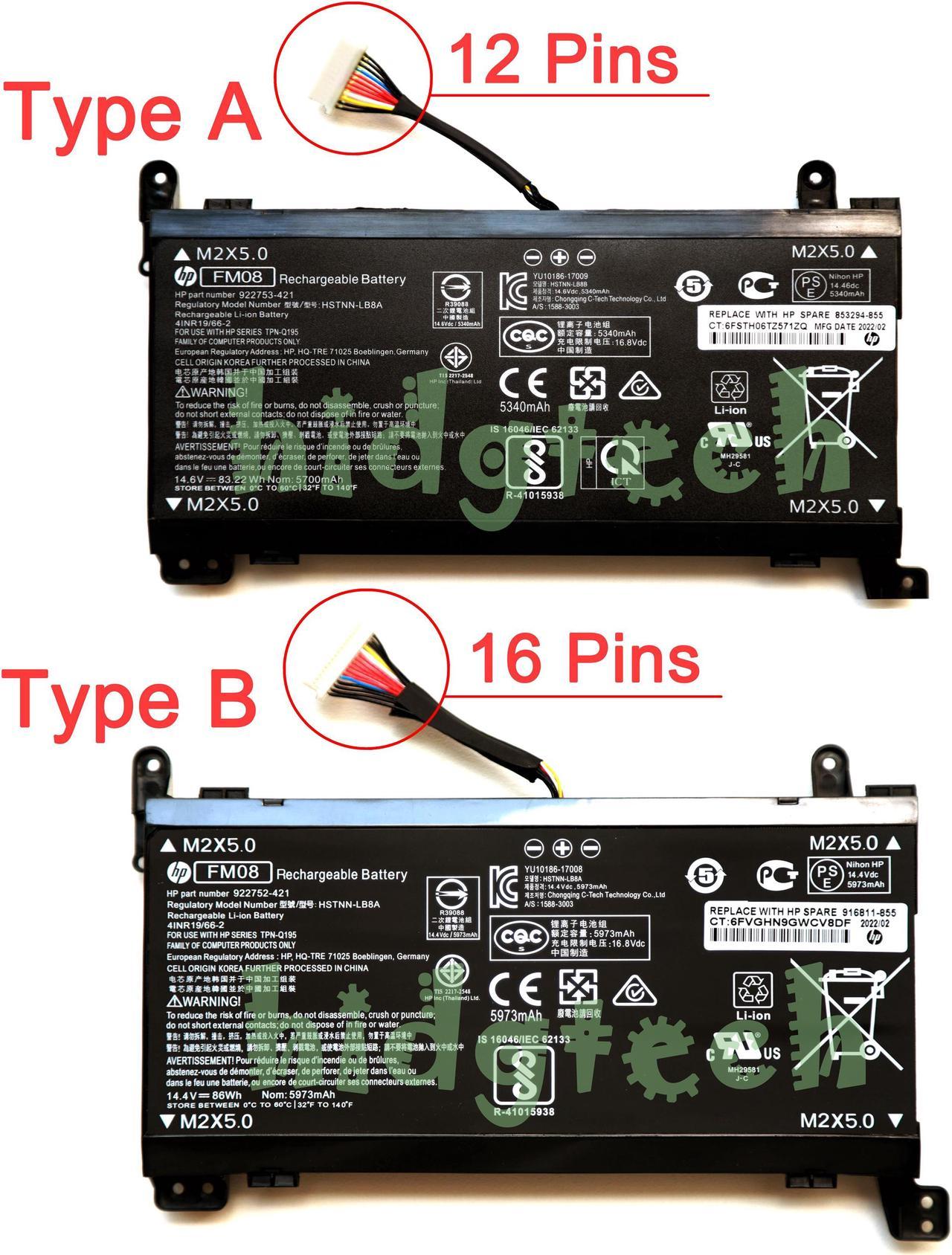 New Genuine FM08 Battery for HPOmen 17-an014ng 17-an1xx 17T-AN000 17-AN013TX Series HSTNN-LB8B HSTNN-LB8A 922752-421 853294-855 TPN-Q195 Type B