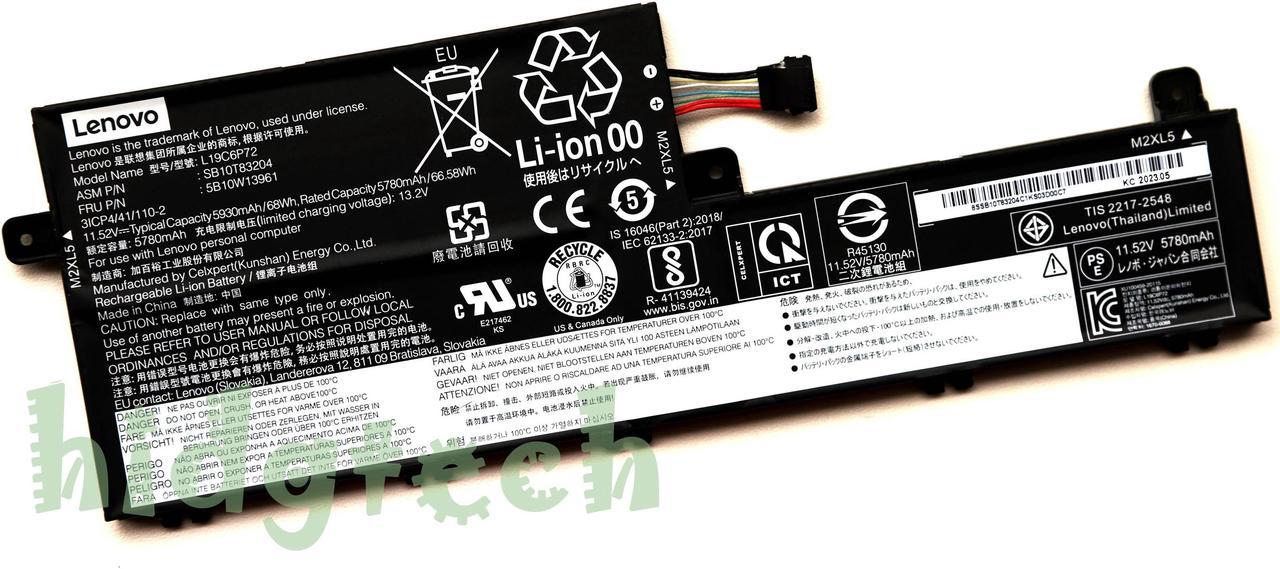 New Genuine L19C6P72 L19L6P72 Battery For ThinkPad P15v T15p Gen 1 20TQ 20TR Series 5B10W13961, SB10T83204, 5B10W13960, SB10T83203, 31CP4/41/110-2