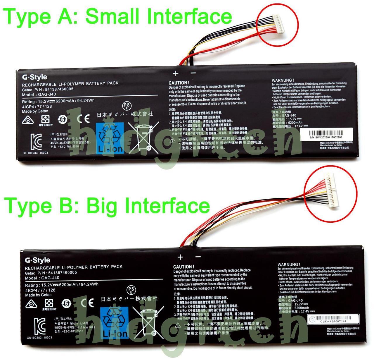 Main image of GAG-J40 New Battery for Giga-byte Aero 14-P64WV7 14-K7 15-X9 15-Y9 X5 V8 Series 4ICP4/77/128
