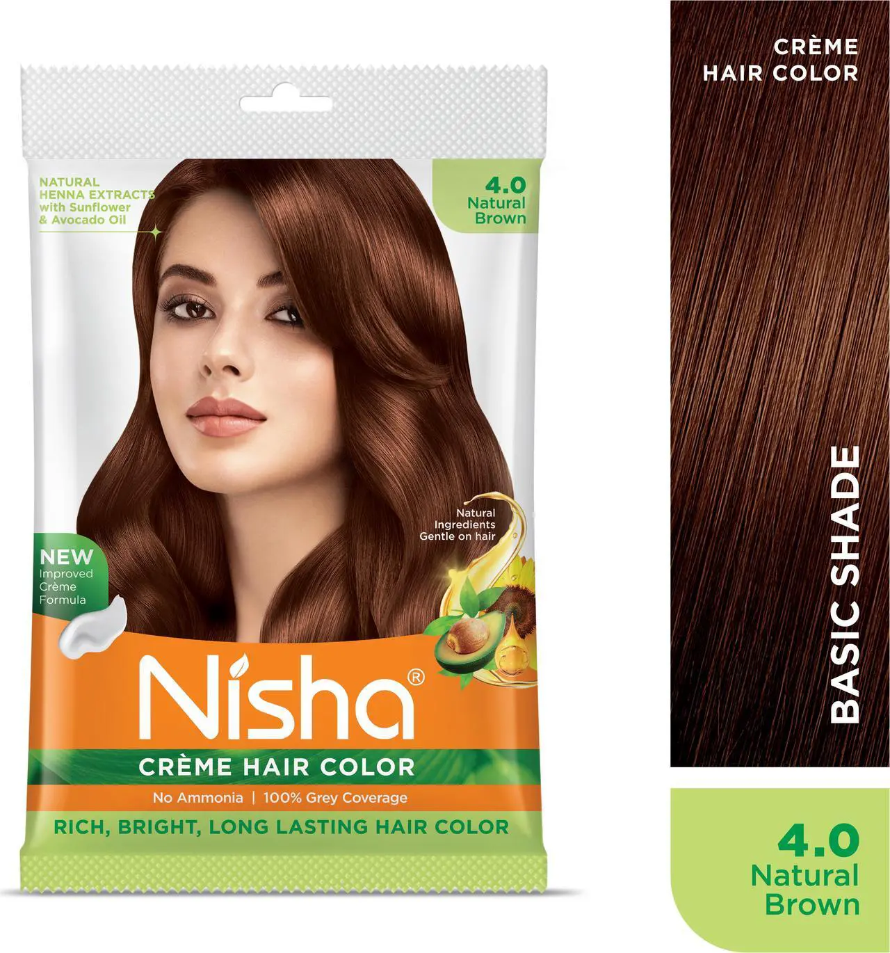 Alt view image 3 of 6 - Nisha Cream Hair Color Rich Bright Long Lasting Hair Colouring For Ultra Soft Deep Shine 100% Grey Coverage Conditioning With Natural Herbs 40gm Natural Brown (Pack of 1)