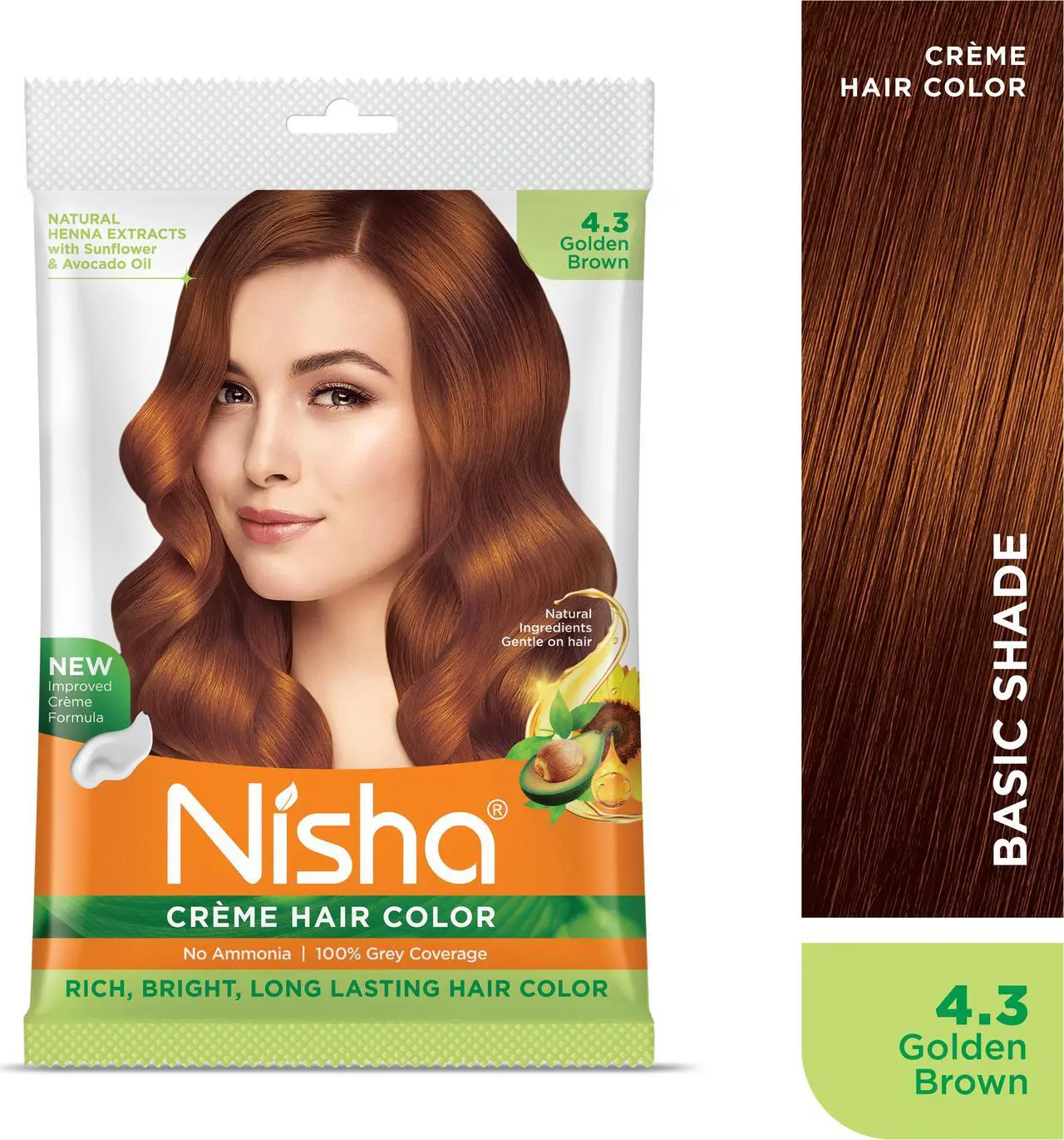 Alt view image 3 of 6 - Nisha Cream Hair Color Rich Bright Long Lasting Hair Colouring For Ultra Soft Deep Shine 100% Grey Coverage Conditioning With Natural Herbs 40gm Golden Brown (Pack of 1)