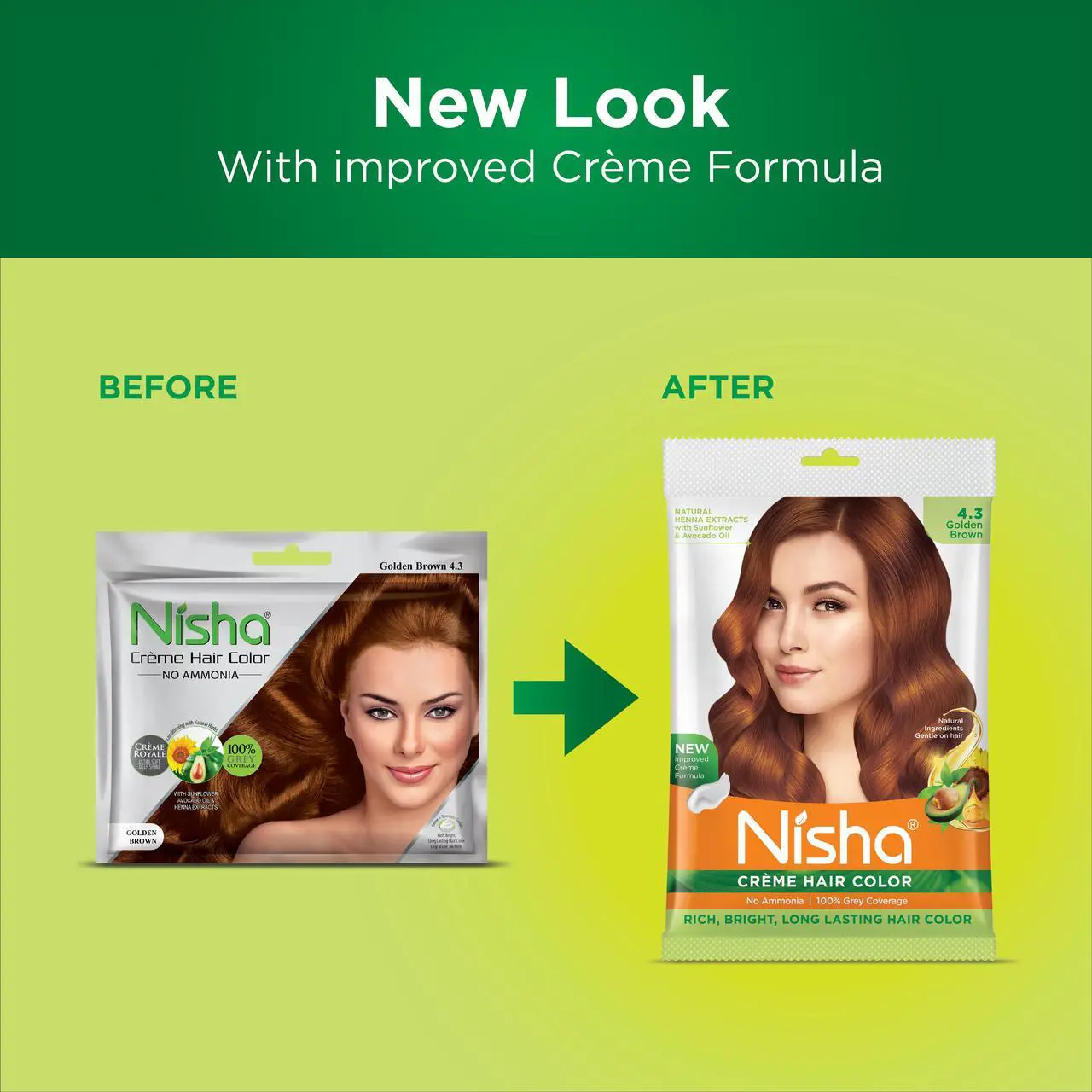 Alt view image 2 of 6 - Nisha Cream Hair Color Rich Bright Long Lasting Hair Colouring For Ultra Soft Deep Shine 100% Grey Coverage Conditioning With Natural Herbs 40gm Golden Brown (Pack of 1)