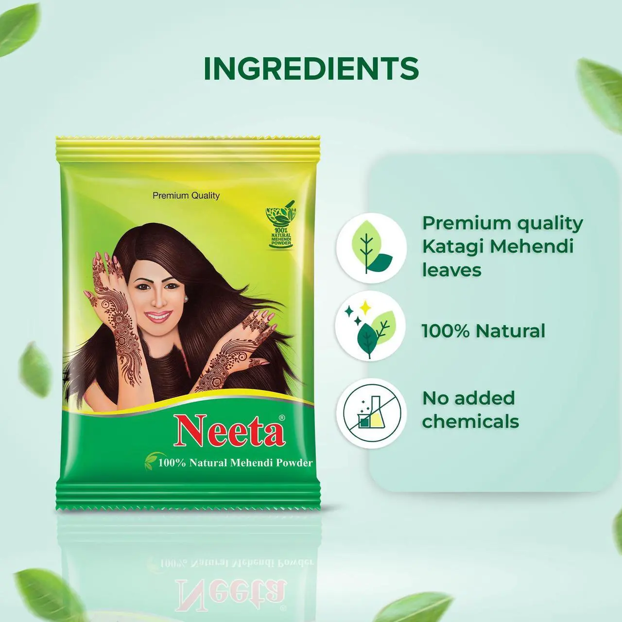 Alt view image 4 of 5 - Neeta 100% Natural Mehendi Powder Premium Quality Pure Henna Powder 500G Brown