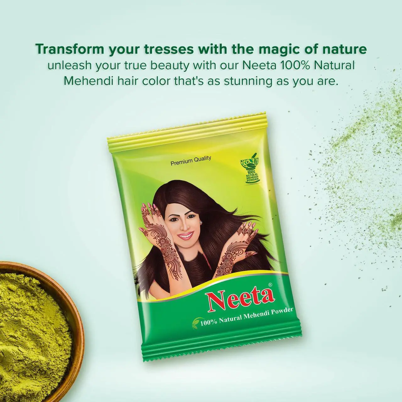 Alt view image 5 of 5 - Neeta 100% Natural Mehendi Powder Premium Quality Pure Henna Powder 500G Brown
