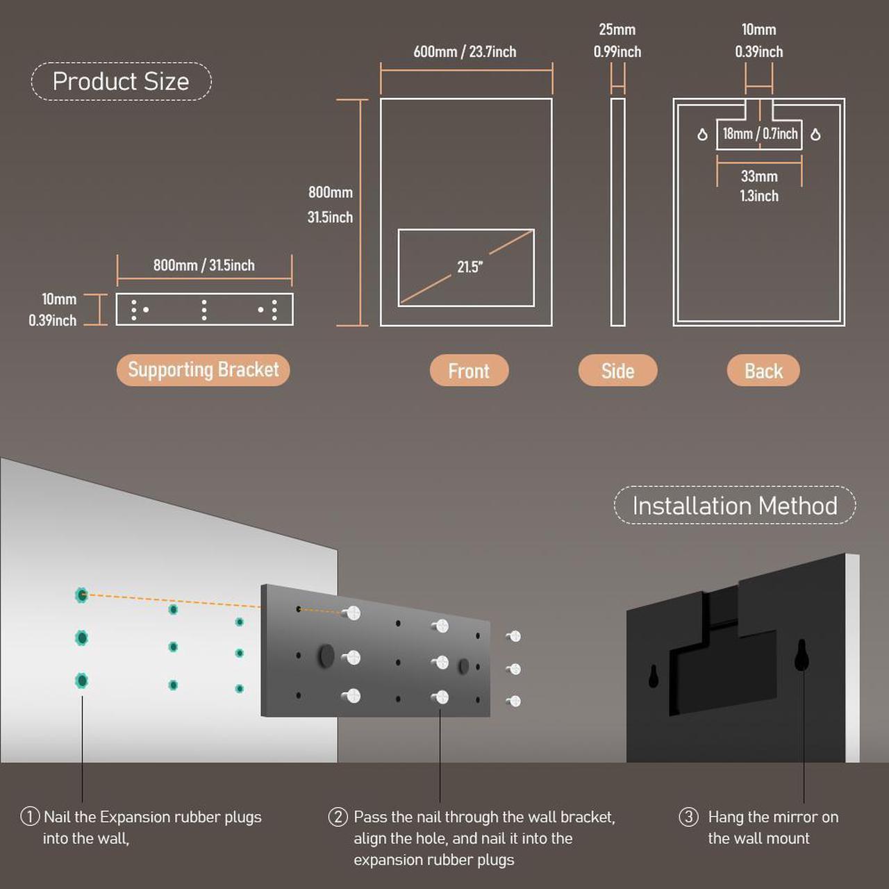 Alt view image 4 of 7 - 33" x 24" Smart Bathroom Vanity Waterproof Mirror Build in 21.5" Touch Screen TV with Adjustable 3 Color Led Lighted