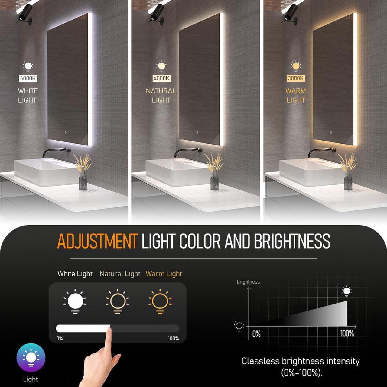 Alt view image 2 of 7 - 33" x 24" Smart Bathroom Vanity Waterproof Mirror Build in 21.5" Touch Screen TV with Adjustable 3 Color Led Lighted