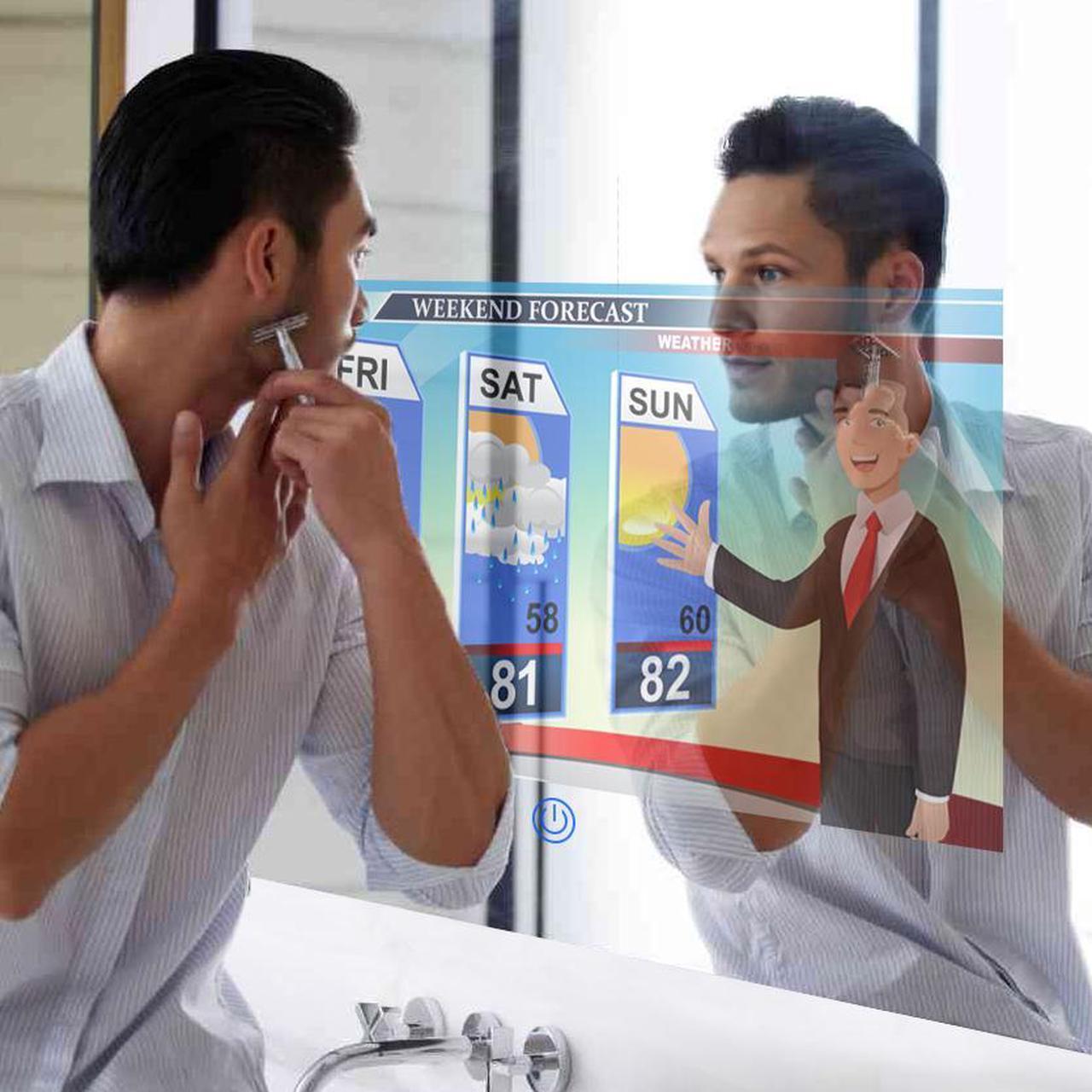 Alt view image 7 of 7 - 33" x 24" Smart Bathroom Vanity Waterproof Mirror Build in 21.5" Touch Screen TV with Adjustable 3 Color Led Lighted