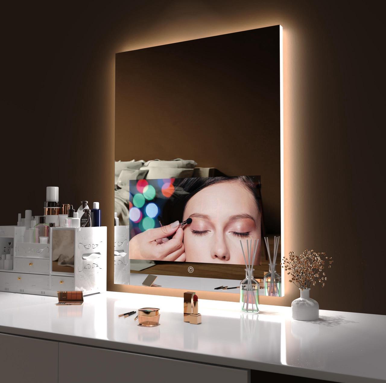 Main image of 33" x 24" Smart Bathroom Vanity Waterproof Mirror Build in 21.5" Touch Screen TV with Adjustable 3 Color Led Lighted