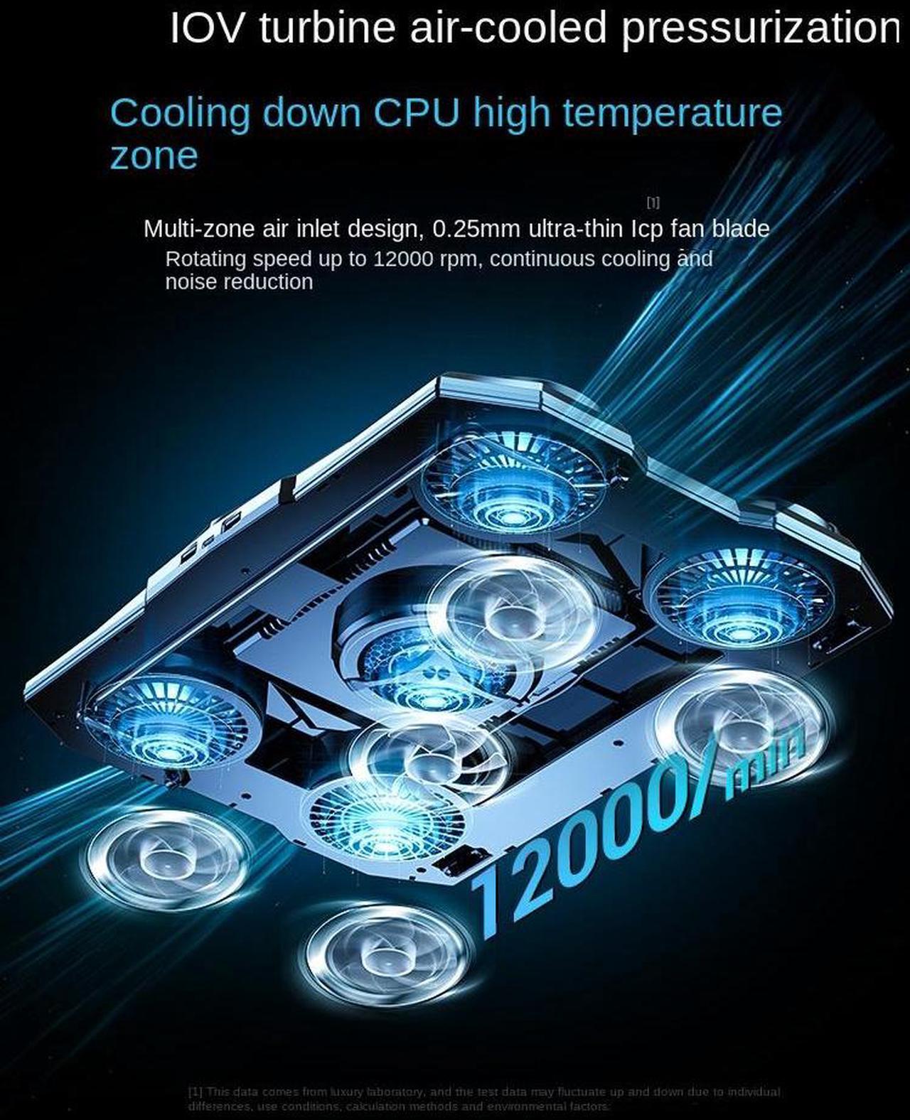 Alt view image 3 of 7 - Gaming Laptop Cooler Semiconductor Stand Dual-Mode Thermoelectric & Fan System Notebook 12-17 Cooling Pad with RGB, Phone Holder, Adjustable Speed, 2-Port USB Hub - Conquer Lag, Stay Cool, Black