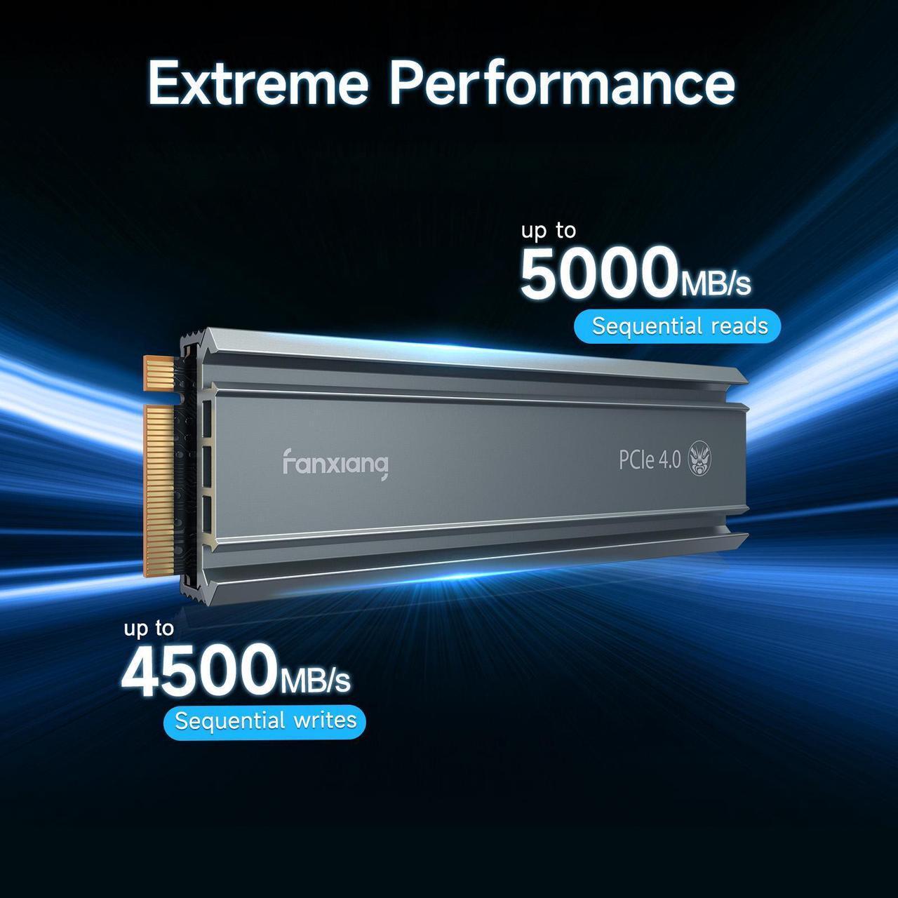 Alt view image 2 of 7 - fanxiang S660 M.2 2280 NVMe SSD 1TB PCIe 4.0 5000MB/s with Heatsink, TLC, Compatible with PS5, Laptop, PC Desktop, 700TBW
