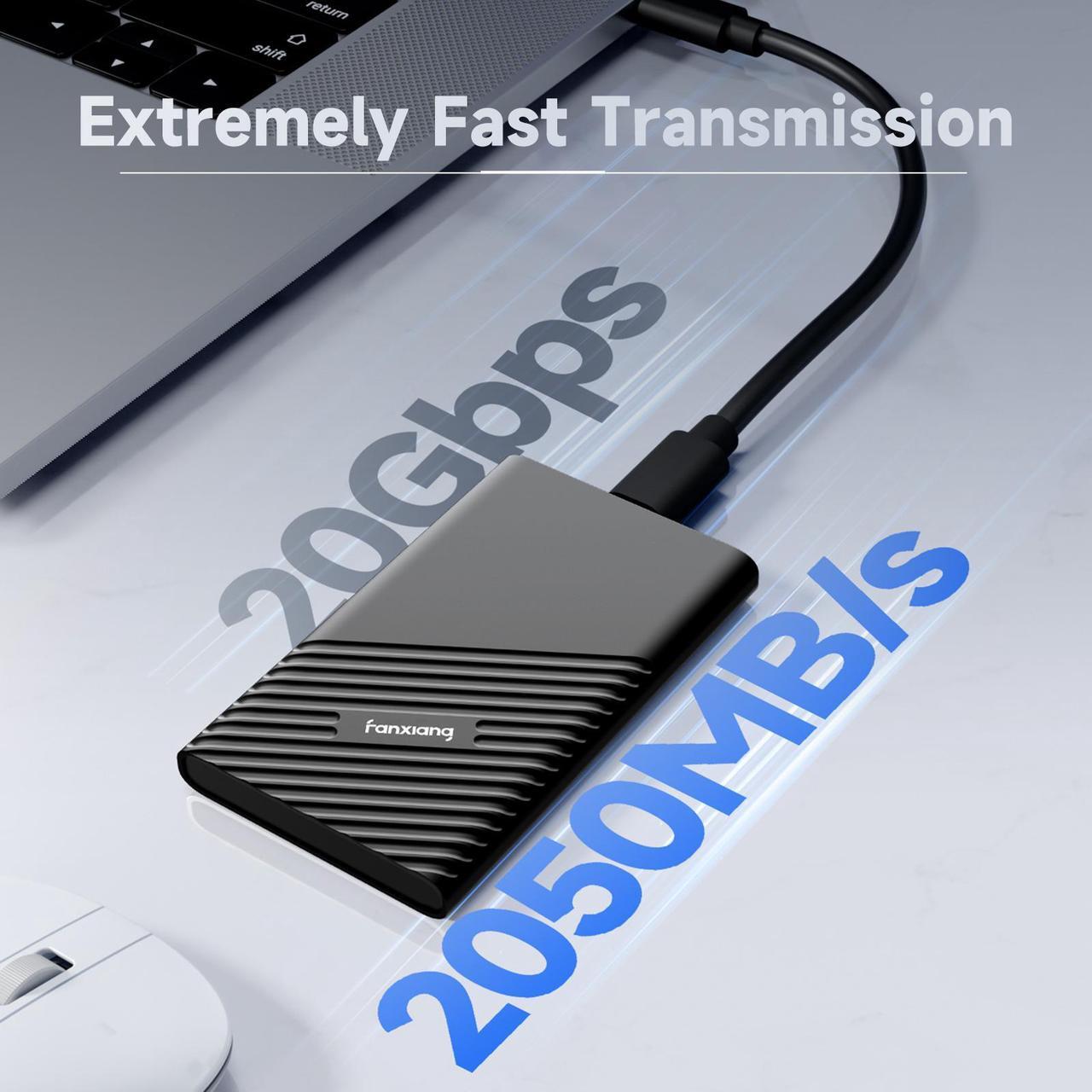 Alt view image 2 of 7 - Fanxiang External SSD 1TB Portable Hard Drive,External Solid State Drive,USB 3.2 Gen2 Type-C SSD Drive for iPhone 15/Pro/PC/Laptops/Creators/Gaming