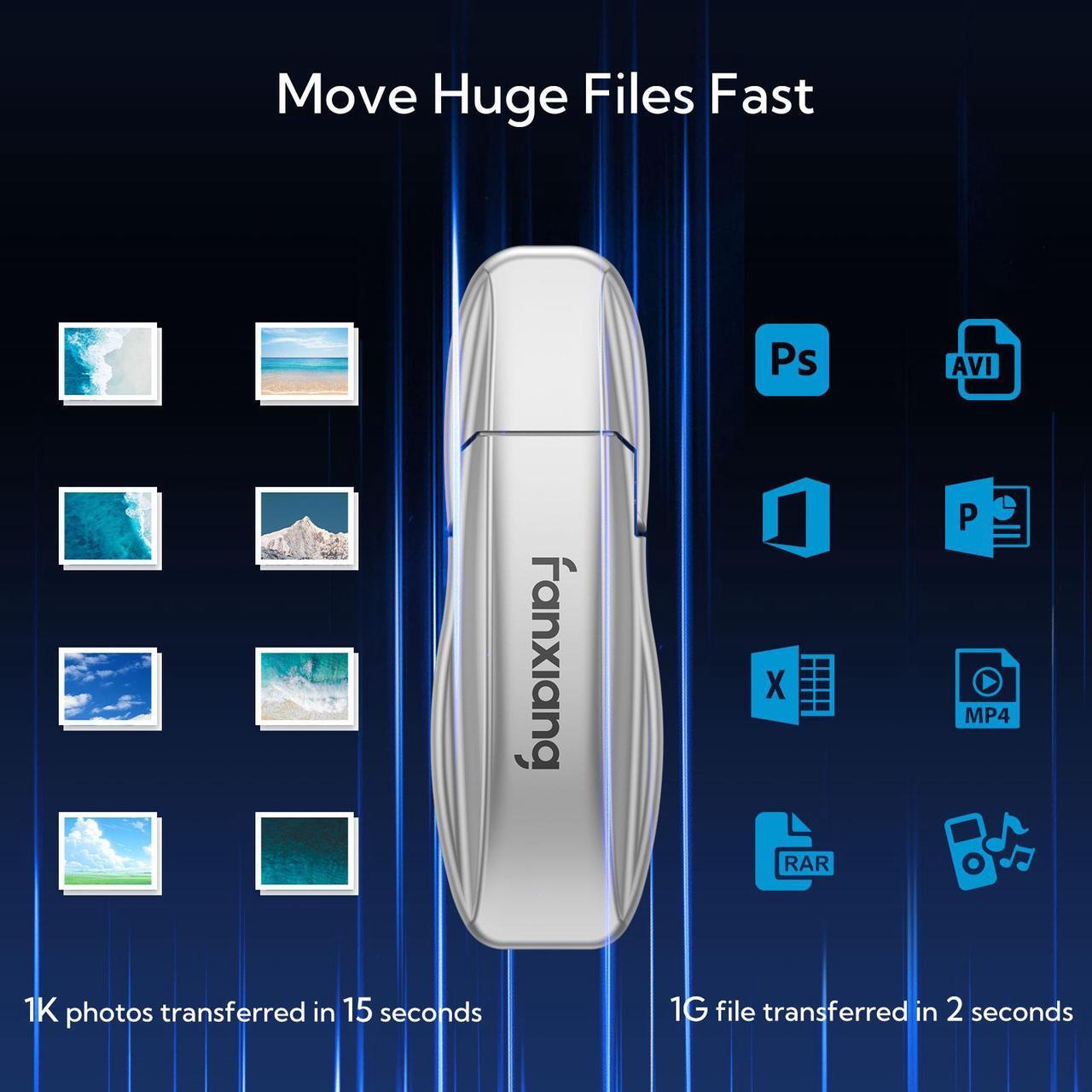 Alt view image 4 of 7 - Fanxiang 1TB External SSD USB Drive Up to 550MB/s USB A 3.2 Gen2 Solid State Drive Thumb Drive Stick SSD for Students and Professionals Compatible with Windows/Mac 1TB USB Flash Drive