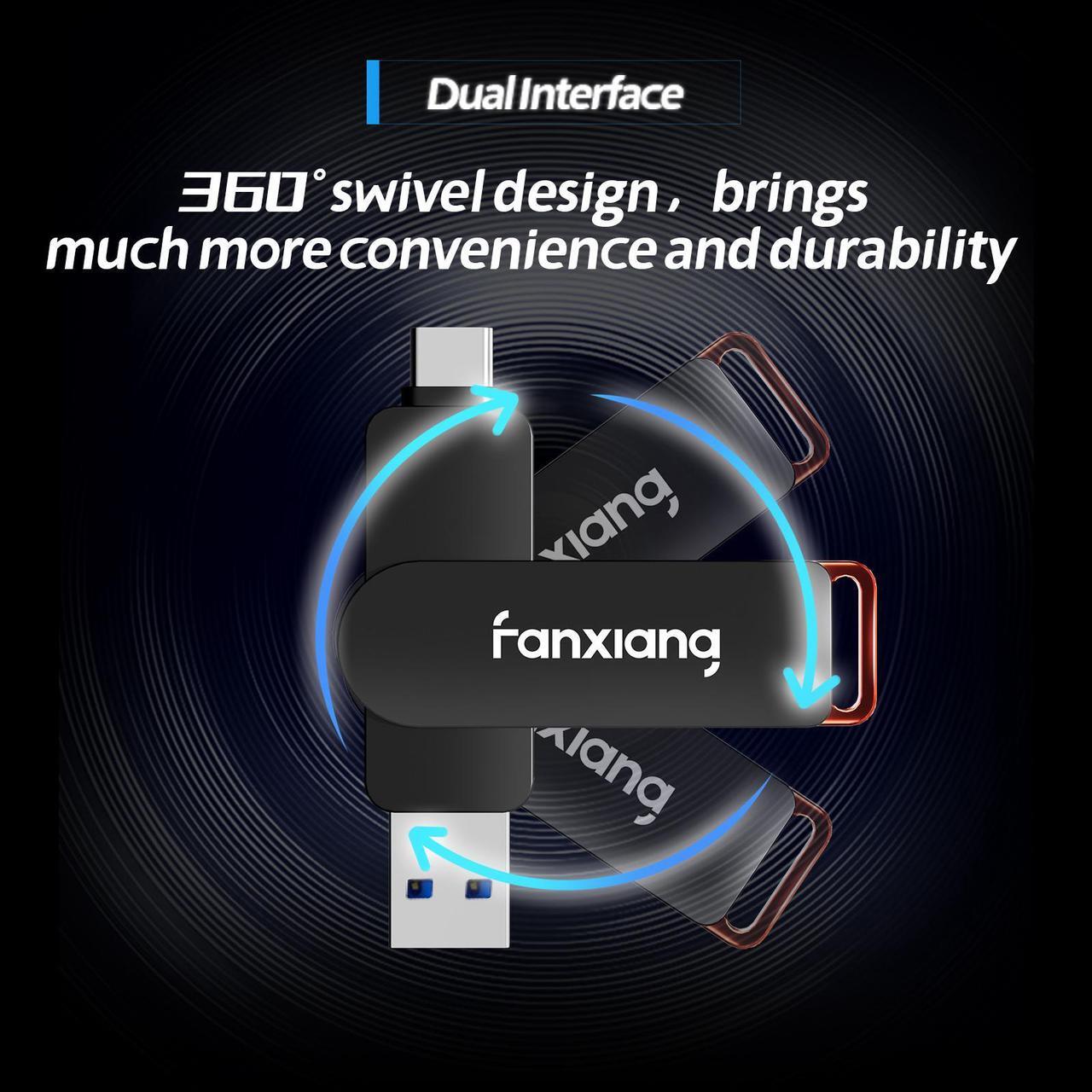 Alt view image 4 of 7 - Fanxiang 512GB USB Drive External SSD USB 560MB/s 2-in-1 Dual Flash Drive USB Type C+ USB A 3.2 Gen2 Fast Solid State Drive Stick for iPhone 15/Android/PS5/PS4/Tablet/Windows/Mac