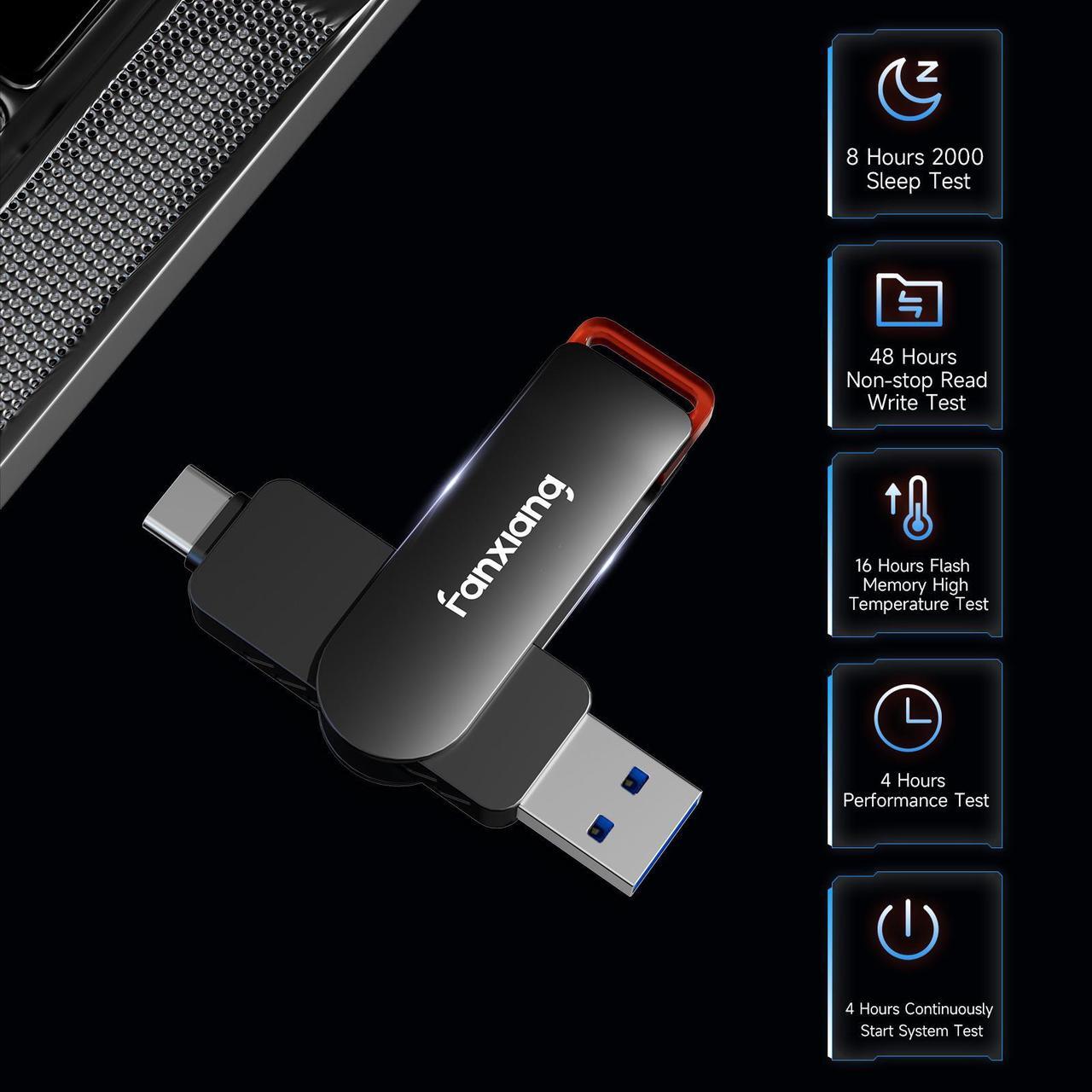 Alt view image 5 of 7 - Fanxiang 512GB USB Drive External SSD USB 560MB/s 2-in-1 Dual Flash Drive USB Type C+ USB A 3.2 Gen2 Fast Solid State Drive Stick for iPhone 15/Android/PS5/PS4/Tablet/Windows/Mac