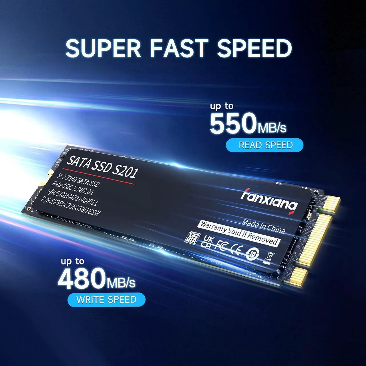 Alt view image 2 of 7 - Fanxiang SSD 1TB M.2 2280 SATA Internal Solid State Drive, NGFF SATA III SSD Drive  , Up to 550MB/s 6Gb/s,3D Nand TLC , Compatible with Laptop and PC Desktop