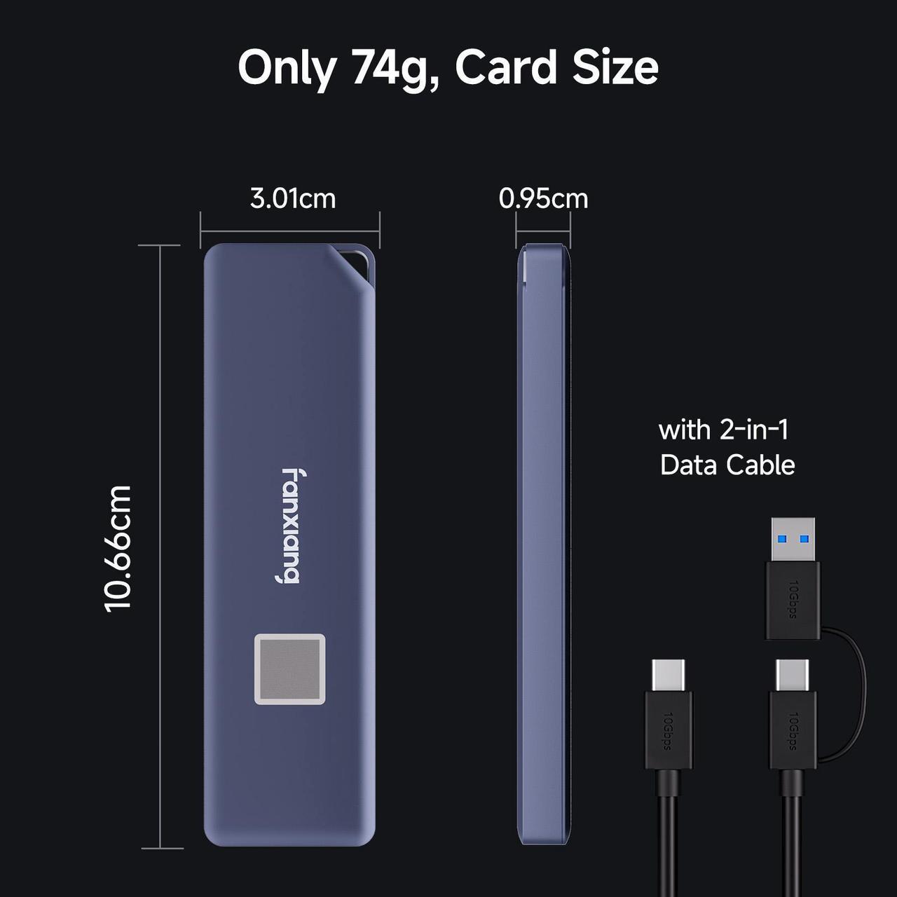 Alt view image 5 of 7 - Fanxiang Fingerprint External SSD 2TB Portable SSD Drive, Up to 1050MB/s, Touch SSD External Solid State Drive, USB 3.2 Gen2 Type-C SSD Compatible with PS5/PS4, Android, Mac, Windows, PC, Laptops