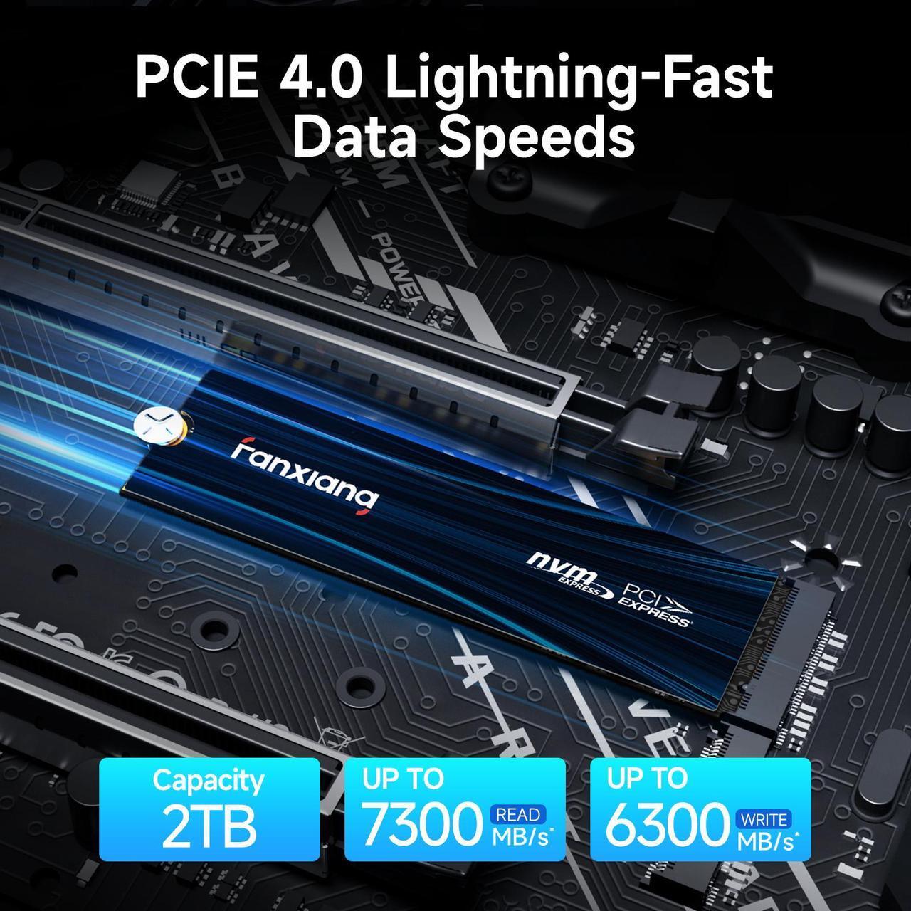 Alt view image 2 of 7 - Fanxiang SSD 2TB NVMe PCIe Gen 4.0 x 4 SSD PS5 Gaming M.2 2280, Up to 7300MB/s Compatible with PS5, Internal Solid State Drive for Playstation 5/PC/ Desktop /Laptop