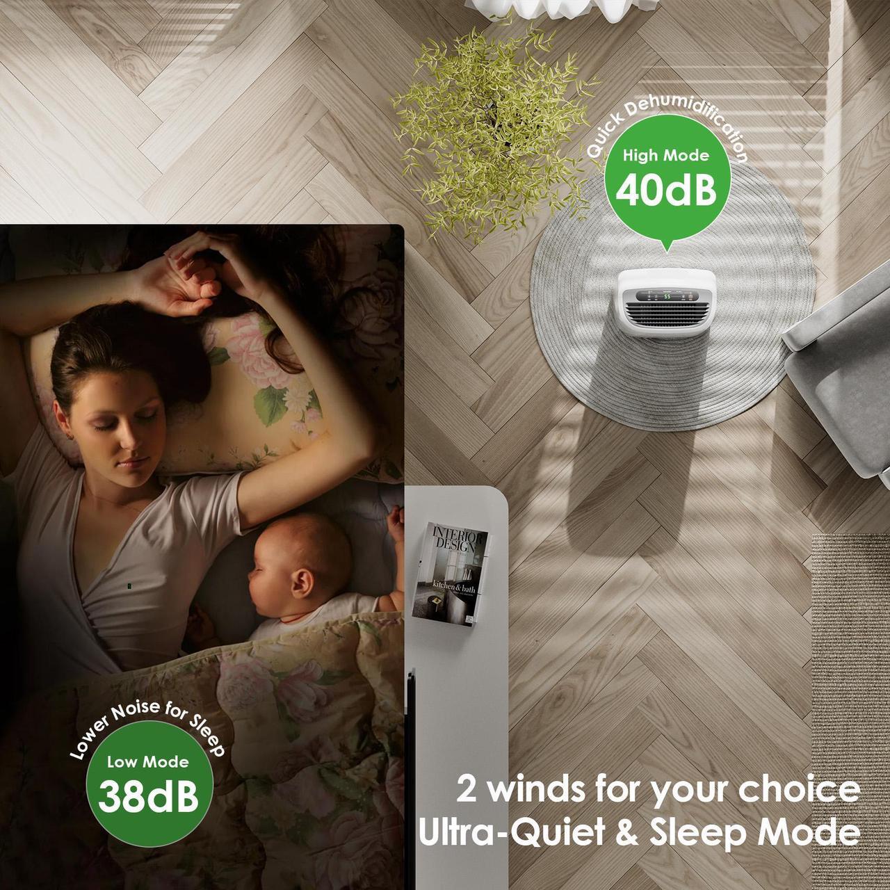 Alt view image 2 of 7 - ANDTE 31 Pints Dehumidifiers for Large Rooms and Basements, Spaces up to 2500 Sq.ft, Auto/Manual Drainage, 0.528 Gallon Water Tank, Drain Hose, Auto Defrost, Dry Clothes Function, 24H Timer
