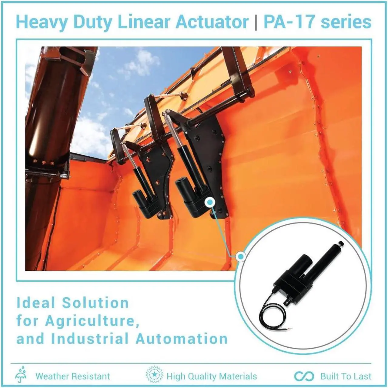 Alt view image 7 of 7 - High Force Linear Actuator - 2000 lbs 12 Inch 12 V Linear Actuator - Industrial Heavy Duty Linear Actuator with IP65 Protection for Agriculture Automotive Industrial PA-17