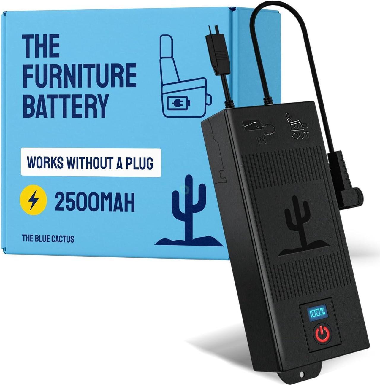 Main image of Universal Battery Pack for Reclining Furniture with LCD Display - 2500mAh Recliner Battery Pack Rechargeable  Recliner Power Supply for 2-Pin Motion Furniture - Battery Only
