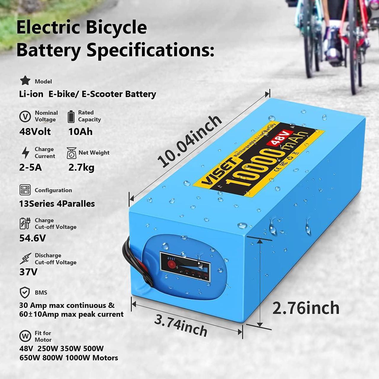 Alt view image 2 of 7 - 24V 10000mAh Ebike Battery, 24 Volt Electric Bike Lithium Battery with 29.4V 2A Charger and 15A BMS for 100W-500W