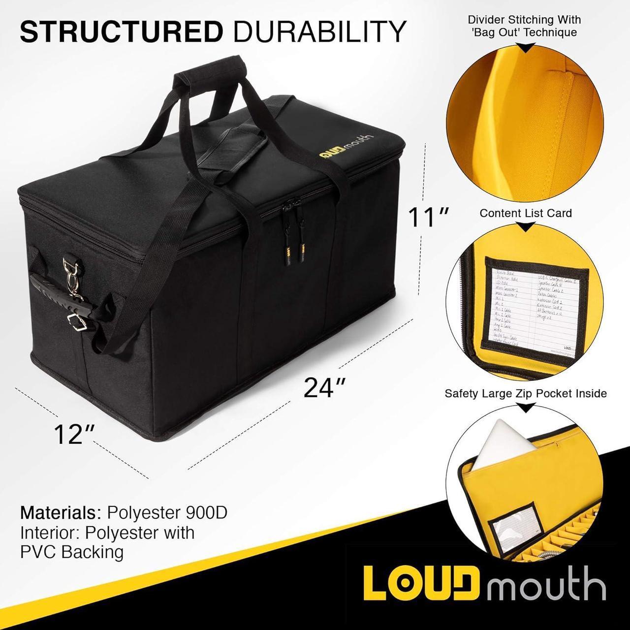 Alt view image 5 of 7 - Large Cable File Bag | Music Cord Organizer Case for Musician and DJ | Professional Durable Gig Bag for Sound Lighting Camera Gear Equipment and Accessories