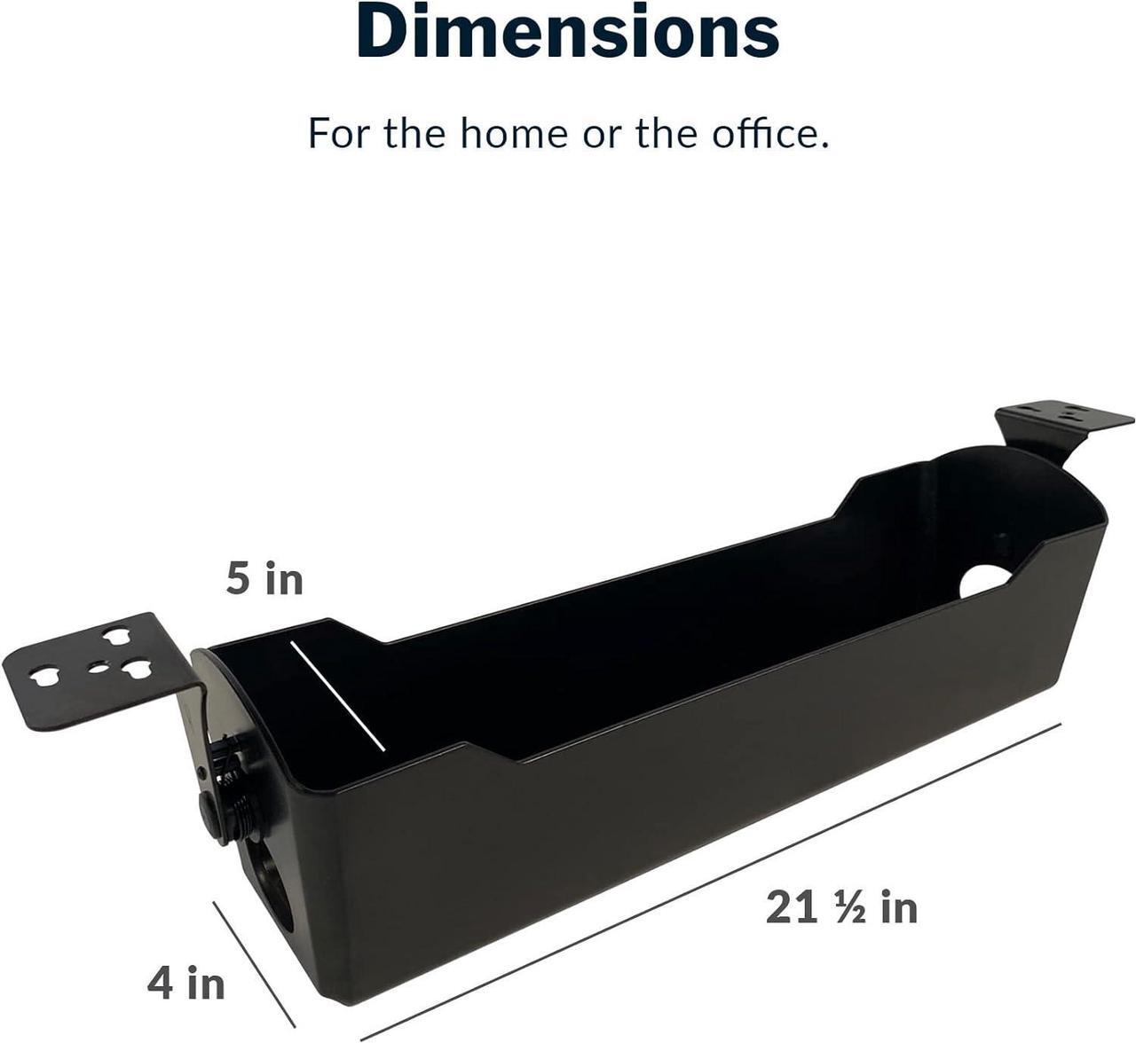 Alt view image 6 of 6 - Cable Management Tray - Under Desk Cord & Wire Organizer - Ideal for Home Office Sit Stand Desks - Fits Adjustable Electric Standing Desk 48x30, 60x30, 60x24, 72x30 - Easy Assembly (Black)