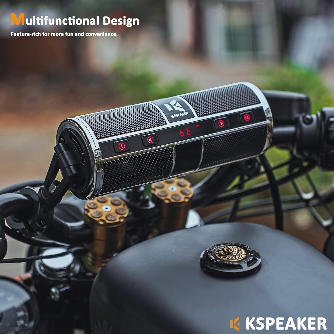 Alt view image 2 of 7 - Motorcycle Speakers Bluetooth Waterproof Radio Audio System Built-in Amplifier, Great for ATV, Scooter Bike,12 Volt Vehicle,3 Inch Metal Mp3 Player, K2ch